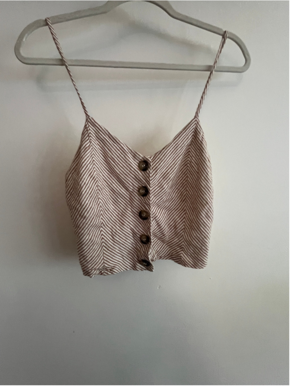 Women's Miss Selfridge Striped Crop Top Size 6 Brown & White - Picture 2 of 5